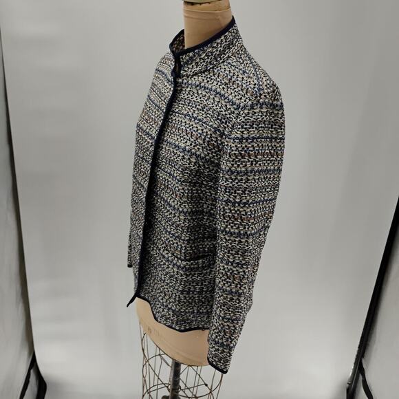 LAFAYETTE 148 Regatta Multi color Cotton Blend Snap Button Jacket tweed academia - Picture 10 of 12